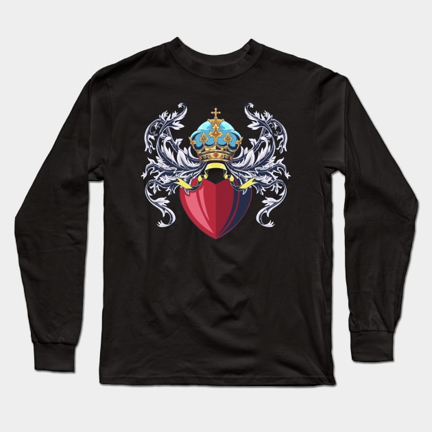 A coat of arm crest heraldic medieval knight with heart or love symbol Long Sleeve T-Shirt by Ardiyan nugrahanta